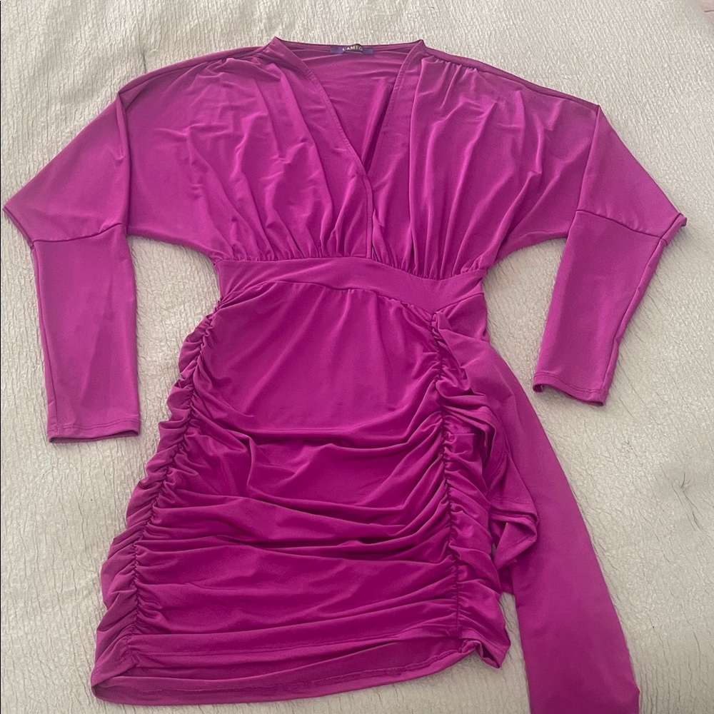Fuchia Ruched Dress